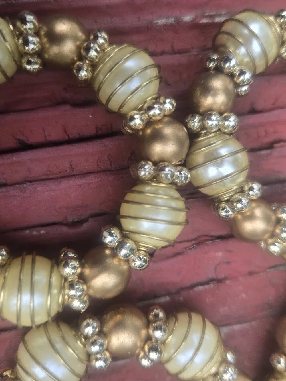 Gold and Cream Bead  Napkin's Rings Set  Of 6